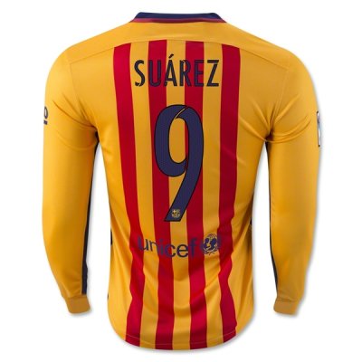 2015-16 Barcelona SUAREZ 9 LS Away Soccer Jersey