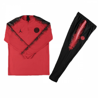 Youth Kids 18-19 PSG JORDAN 3rd Away Player Version Red Sweat Shirt Kit(Top+Trouser)