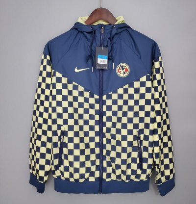 2021-22 Club America Navy Yellow Windbreaker Hoodie Jacket