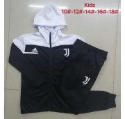 Kids 2020-21 Juventus Black White Training Kits Youth Hoodie Jacket with Pants