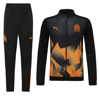2019-20 Marseilles Black Orange High Neck Collar Training Kit(Jacket+Trousers)