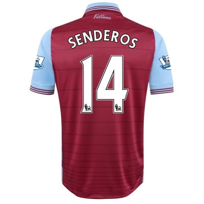 2015-16 Aston Villa SENDEROS #14 Home Soccer Jersey