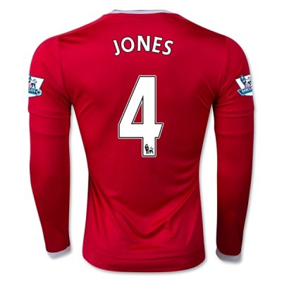 2015-16 Manchester United LS Home Soccer Jersey JONES 4