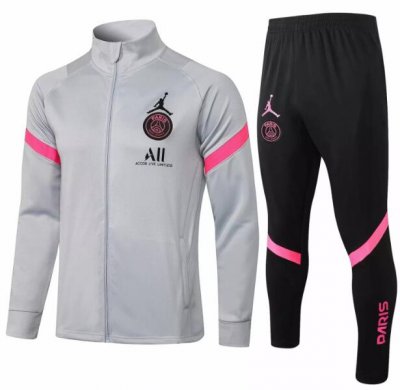 2021-22 PSG x Jordan Grey Training Kits Jacket with Pants