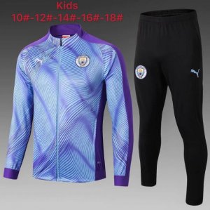 Kids 2019-20 Manchester City Purple Jacket and Pants Training Kits