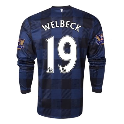 13-14 Manchester United #19 WELBECK Away Black Long Sleeve Jersey Shirt