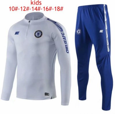 Kids 2019-20 Chelsea White Training Kits Sweatshirt with Pants