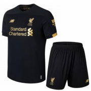 Kids Liverpool 2019-20 Black Goalkeeper Soccer Shirt With Shorts