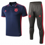 2019-20 Bayern Munich Royal Blue Polo Kits Shirt + Pants
