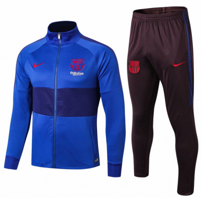 2019-20 Barcelona Blue High Neck Training Kits Jacket with pants