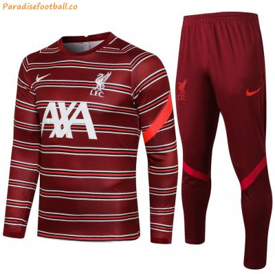 2021-22 Liverpool Red Stripe Training Kits Sweatshirt with Pants