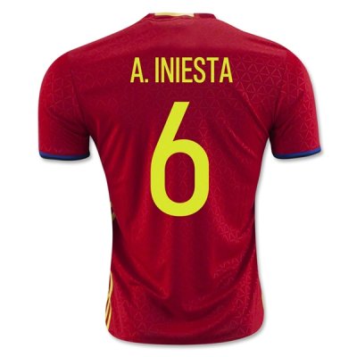2016 Spain A. INIESTA #6 Home Soccer Jersey