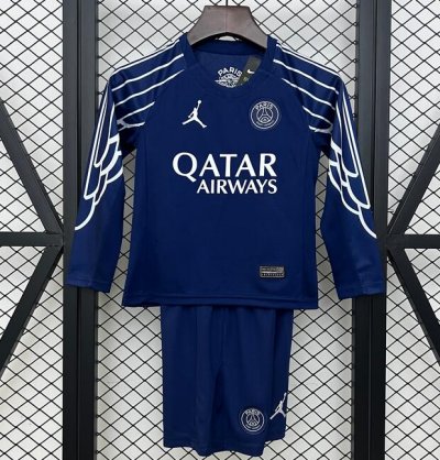 2024-25 PSG Kids Long Sleeve Fourth Soccer Kits Shirt with Shorts