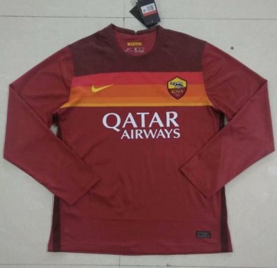 2020-21 AS Roma Long Sleeve Home Soccer Jersey Shirt