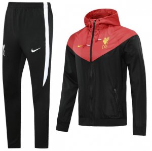 2020-21 Liverpool Black Red Training Kits Windbreaker Jacket with Pants