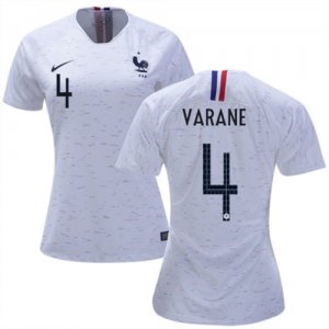 Women 2018 World Cup France Away Soccer Jersey Shirt Raphael Varane #4