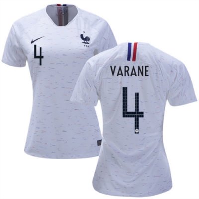 Women 2018 World Cup France Away Soccer Jersey Shirt Raphael Varane #4
