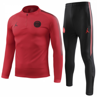 18-19 PSG JORDAN 3rd Away Red Zipper Sweat Shirt Kit(Top+Trouser)