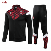 Kids 2021-22 AC Milan Black Red Training Suits Youth Jacket with Pants