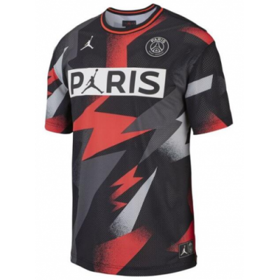 2019-20 PSG Air Jordan Black Red Mesh Training Shirts