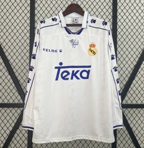 1994-96 Real Madrid Retro Long Sleeve Home Soccer Jersey Shirt