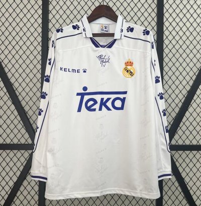 1994-96 Real Madrid Retro Long Sleeve Home Soccer Jersey Shirt