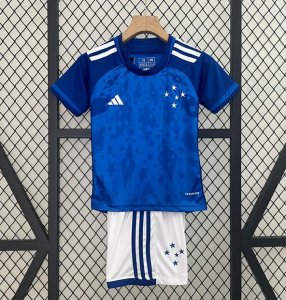 2024-25 Cruzeiro Kids Home Soccer Kits Shirt With Shorts