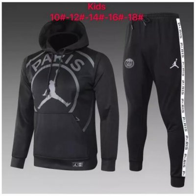 Kids 2020-21 PSG Black Sweat Shirt and Pants Training Suits