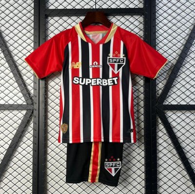 2025-26 Sao Paulo Kids Away Soccer Kits Shirt With Shorts