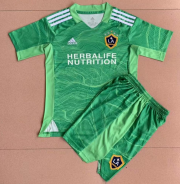 Kids Los Angeles Galaxy 2021-22 Goalkeeper Green Soccer Kits Shirt With Shorts