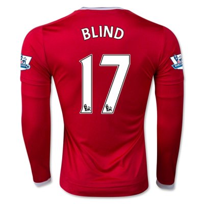 2015-16 Manchester United LS Home Soccer Jersey BLIND 17