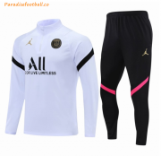 2020-21 PSG x Jordan White Training Kits Sweater with Black Pants