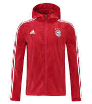2021-22 Bayern Munich Red Windbreaker Hoodie Jacket