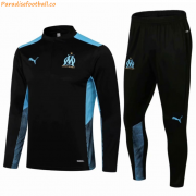 2021-22 Marseille Black Blue Training Kits Sweatshirt with Pants