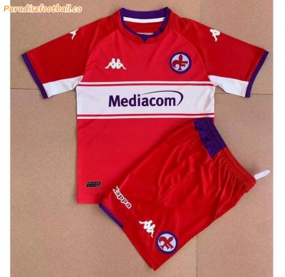 Kids Fiorentina 2021-22 Fourth Away Soccer Kits Shirt With Shorts