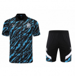 2021-22 Marseille Black Blue Polo Kits Shirt + Shorts