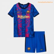 Kids Barcelona 2021-22 Third Away Soccer Kits Shirt With Shorts