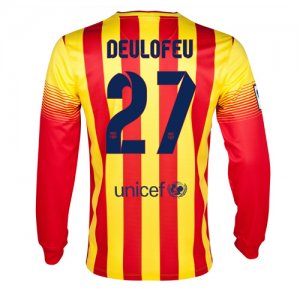 13-14 Barcelona #27 Deulofeu Away Long Sleeve Soccer Jersey Shirt 13-14 Barcelona #27 Deulofeu Away Long Sleeve Soccer Jersey Shirt