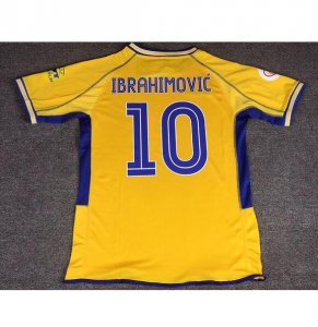 2004 Sweden Retro Home Soccer Jersey Shirt #10 IBRAHIMOVIC