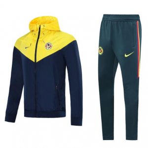 2020-21 Club America Navy Yellow Hoodie Windbreaker Jacket Suits With Trousers