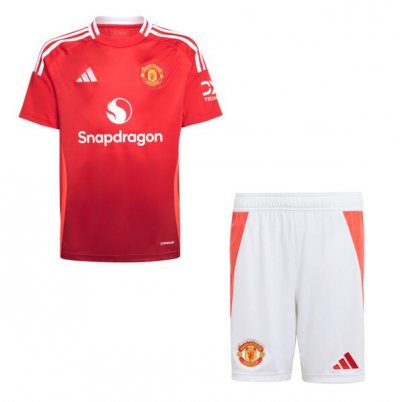2024-25 Manchester United Kids Home Soccer Children Kits Shirt With Shorts