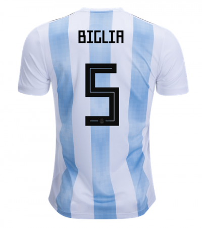 Lucas Biglia #5 2018 World Cup Argentina Home Soccer Jersey Shirt