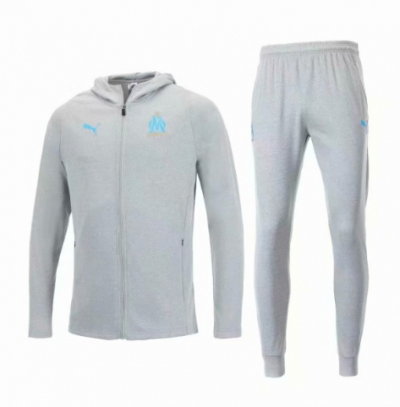 2019-20 Marseilles Gray Hoodie Jacket Training Kits and Pants