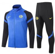 2020-21 Inter Milan Blue Black Sleeve Training Suits Jacket with Pants