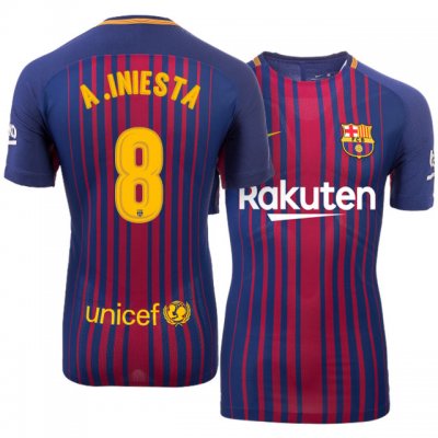 2017-18 Barcelona #8 Andrés Iniesta Home Soccer Jersey