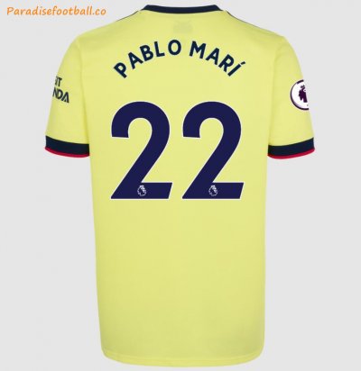 2021-22 Arsenal Away Soccer Jersey Shirt with Pablo Marí 22 printing
