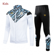 Kids 2021-22 Manchester City White Blue Training Suits Youth Jacket with Pants