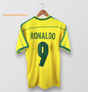 1998 Brazil Retro Home Soccer Jersey Shirt RONALDO #9