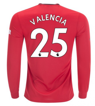 Antonio Valencia #25 Manchester United 2019-20 Long Sleeve Home Soccer Jersey