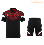 2021-22 AC Milan Black Polo Kits Shirt + Shorts